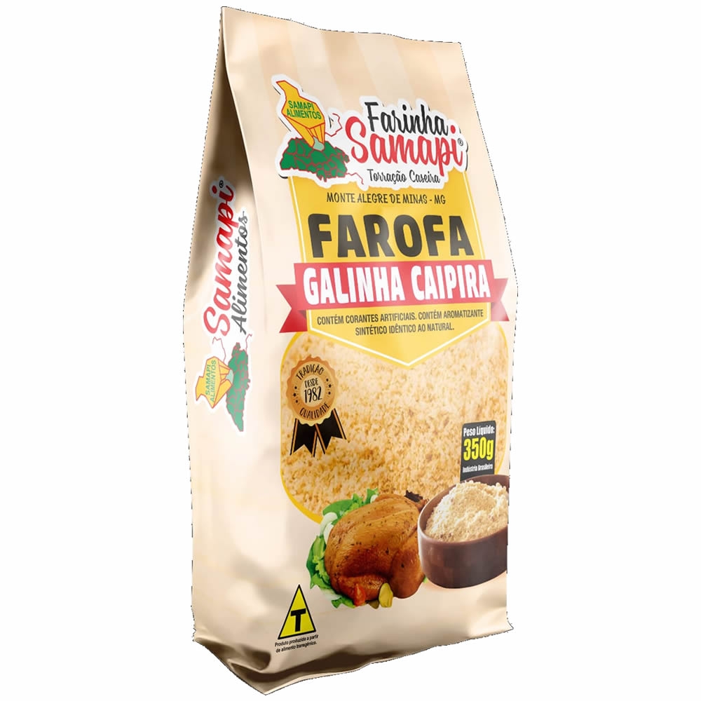 Farofa Pronta Artesanal Galinha Caipira Samapi Pacote 350g