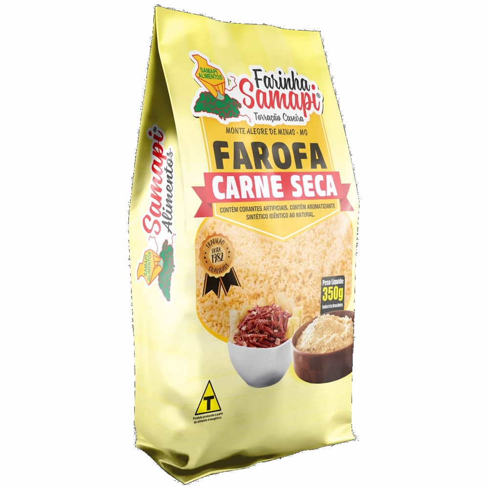 Farofa Pronta Artesanal Carne Seca Samapi Pacote 350g