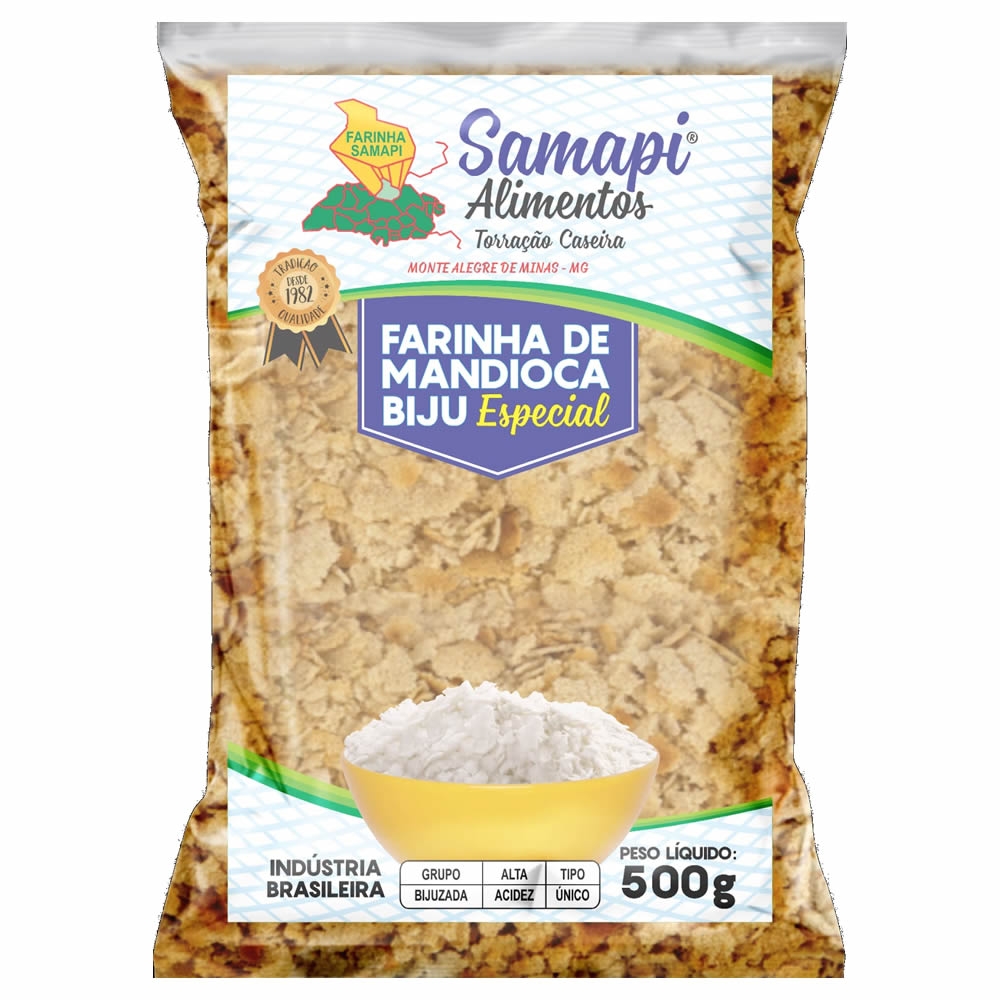 Farinha de Mandioca Biju Especial Samapi Pacote 500 gramas