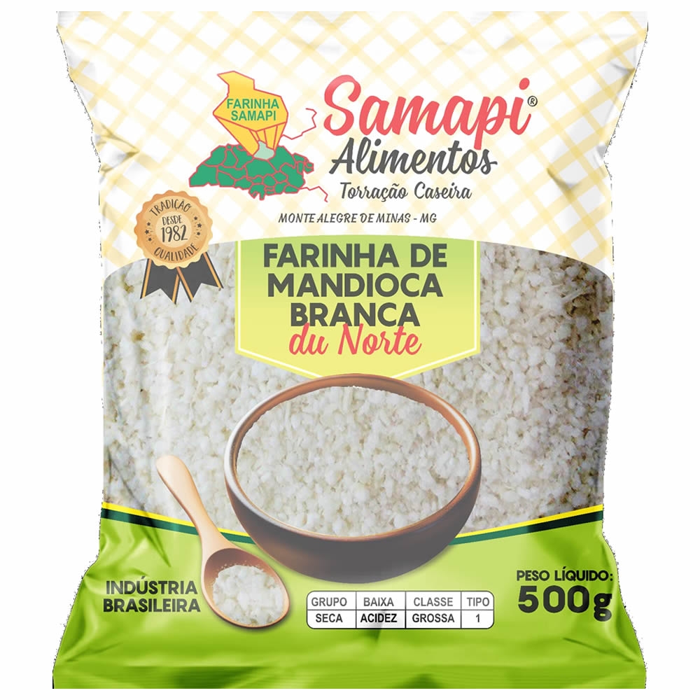 Farinha de Mandioca Branca do Norte Samapi Pacote 500 gramas
